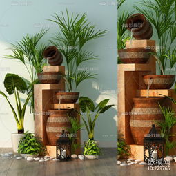 现代绿植盆栽工艺品3D模型与盆栽租赁的创新融合